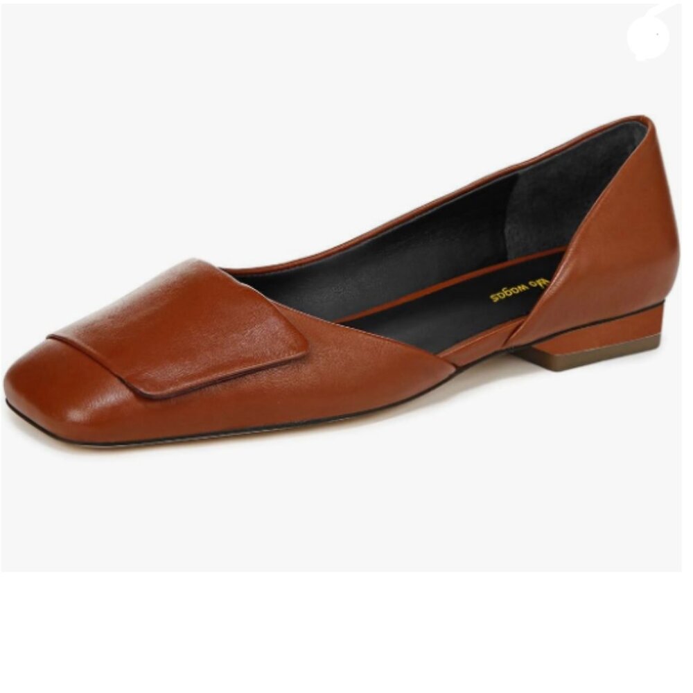 Wo Wagas Brown Pump Side Cut Block Low Heeled Square Toe Slip On Working Shoes